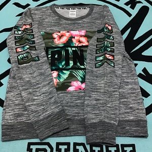 NEW Victoria Secret PINK Palm Floral Crewneck RARE